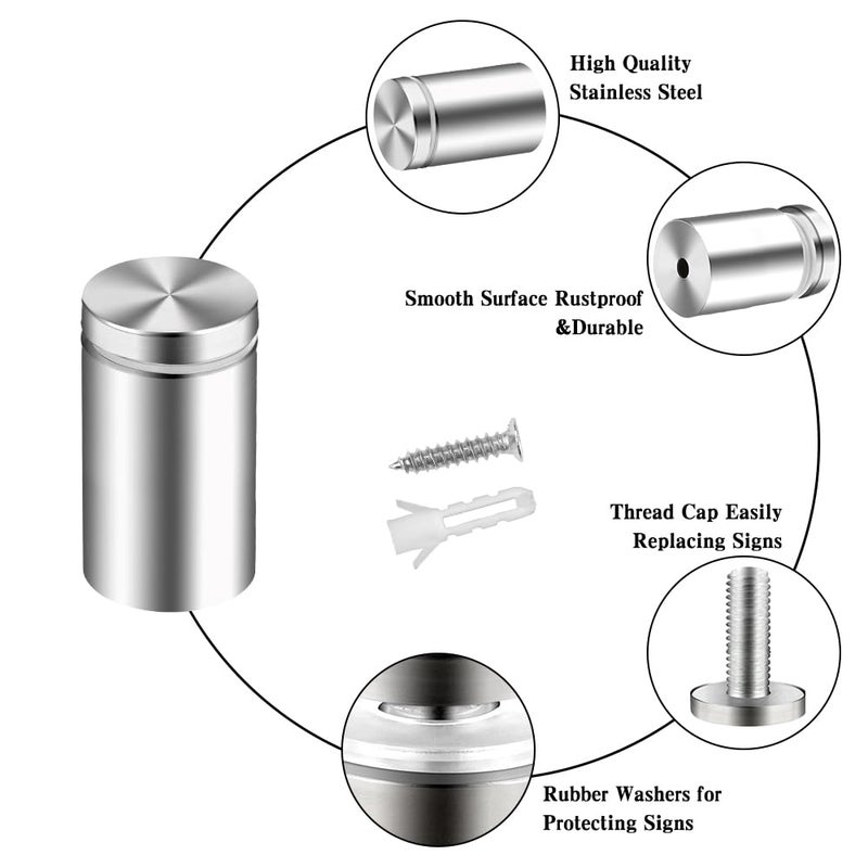 anpiwshjo Standoff Screws, Sign Standoffs, Standoff Screws for Acrylic, Advertising Standoff Mount Metal, Sign Mounting Hardware, Sign Standoff Screws, Spacers & Standoffs, Stand Off Wall Mounts(0.6x1.18inch) - Image 3